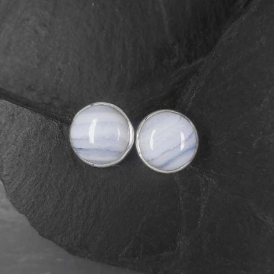 Chalcedon Ohrstecker Rund